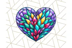 Stained Glass Hearts and Butterflies Clipart PNG Product Image 4