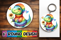 Whimsical Round Designs for Gifts PNG, Dino Product Image 1