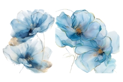 16 Blue Watercolor Floral Clipart Bundle, Abstract Flowers Product Image 9
