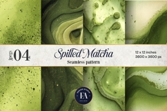Spilled Matcha Texture, Green Abstract Liquid Digital Paper Product Image 1