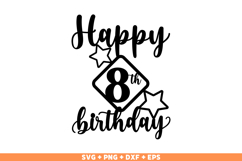 Happy 8th Birthday SVG, Happy Birthday SVG, Birthday shirt Product Image 1