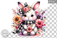 Bunny With Flowers Sublimation - Clipart PNG Design Product Image 1