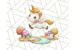 Cute Dessert Unicorn PNG Clipart with Cupcakes & Candies Product Image 4