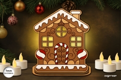Gingerbread House Candle Holder Laser Cut | Candle Stand Product Image 1