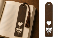 Heart Flower Wooden Bookmark with Tassel for Romantic Book Product Image 1