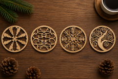 Nature Inspired Coaster Laser Cut Files Bundle Product Image 1
