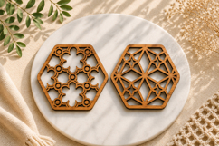 Hexagon Islamic Coaster Laser Cut Files Bundle Product Image 1
