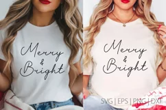 Merry and Bright SVG PNG Design, Christmas SVG Design Product Image 1