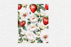 Watercolor Peonies and Strawberries, PNG Product Image 2