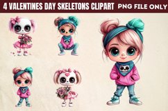 Valentines day skeletons Clipart PNG Product Image 1
