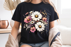 Vintage Floral Bouquet PNG Daisy Flowers Sublimation Design Product Image 8