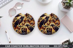 Crows Car Coaster Sublimation| Crows Coaster PNG Design Product Image 1