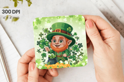 Cute Leprechaun with Shamrocks Square Coaster PNG Sublimatio Product Image 1