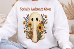 Socially Awkward Ghost PNG, Floral Halloween Sublimation Product Image 7