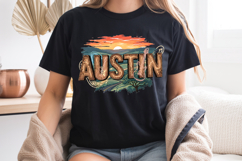 Austin Texas PNG, Vintage Longhorn City Skyline Sublimation Product Image 8