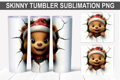 Christmas Bear Tumbler Wrap PNG - Festive Bear Design Product Image 1