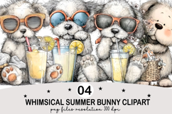 Whimsical Summer Bunny Clipart png Watercolor png Product Image 1