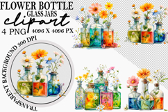 Whimsical Flower Bottle Glass Jars Clipart Png Product Image 1