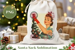 Retro Santa Sack Sublimation, Christmas Gift Bag Design Product Image 1