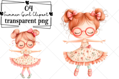 Whimsical Summer Girl Clipart Watercolor PNG Product Image 1