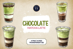 Chocolate Matcha Latte Clipart Bundle 4 PNG Product Image 1