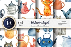 Cute Hand-Painted Teapots Watercolor Pattern Digital Paper Product Image 1