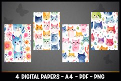 4 Digital Papers Cute Cats I Planner Pages A4 Product Image 2