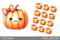 Cute Pumpkin Sticker Template. Cute Halloween Sticker Design Product Image 1