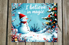 Christmas snowman card | Skinny tumbler sublimation design P Product Image 4