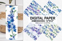 Watercolor Larkspur Flowers Digital Paper Product Image 1