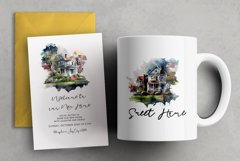 USA american house watercolor clipart Product Image 8