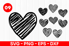 Sketch Heart Doodle Love Pattern SVG PNG Product Image 1