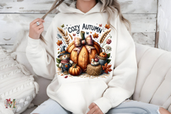 Cozy Autumn PNG, Rustic Scarecrow Pumpkin Fall Sublimation Product Image 1