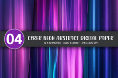 Cyber Neon Abstract Digital Paper Product Image 1