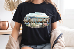 Nantucket Island PNG, Vintage Lighthouse Sailing Sublimation Product Image 8