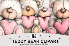 Whimsical Teddy Bear Clipart Watercolor PNG Product Image 1