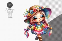 Gnome girl clipart, Hippie girl dancing Product Image 1