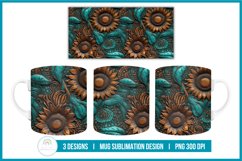 Tooled Leather Sunflower Mug Sublimation Design Mug Wrap Product Image 4