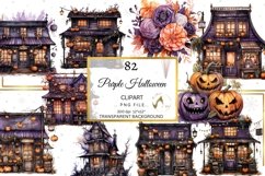 Watercolor Purple Halloween Illustrations Bundle Product Image 4
