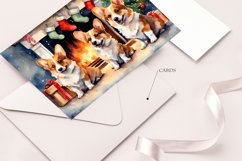 Watercolor cards with corgis for Christmas. Puppies Product Image 3
