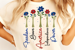 Boho Floral USA T-shirt Design, Floral America PNG, USA PNG Product Image 3