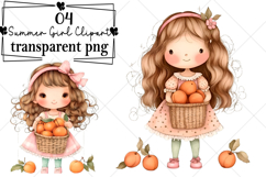 Whimsical Little Summer Girl Clipart Watercolor PNG Product Image 1