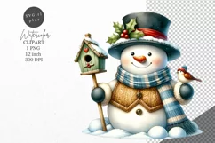 Christmas clipart, Snowman clipart, Winter sublimation Product Image 1