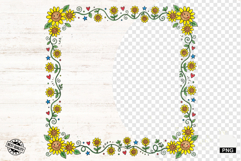 Sunflowers Doodle Frames PNG Product Image 1