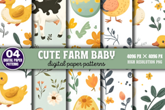 Cute Farm Baby Digital Paper Pattern Bundle PNG Product Image 9