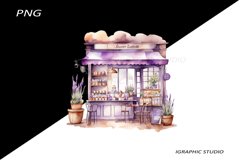 Watercolor Lavender Cafe Clipart Product Image 1