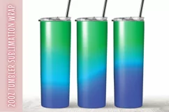 Teal Ombre 20oz Skinny Coffee Tumbler Wrap Product Image 1