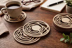 Round Monogram Coaster SVG - Laser Cut Blank Ornament File Product Image 1