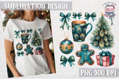 Christmas Coquette Bow PNG Holidays Funny Watercolor Product Image 1