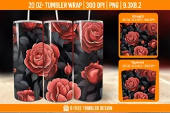 Valentine Rose Tumbler Wrap Designs, Sublimation Wrap Product Image 1